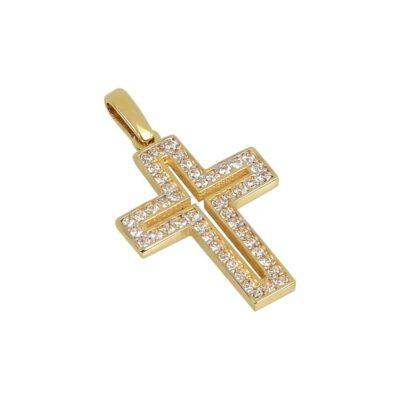 Χρυσός σταυρός με πέτρες Κ14-Κ9 Τ102
