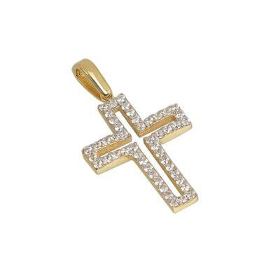 Χρυσός σταυρός με πέτρες Κ14-Κ9 Τ101