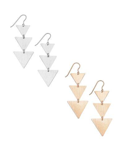 Ασημένια σκουλαρίκια τριπλό τρίγωνο 12-05-2584