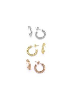 Ασημένια σκουλαρίκια τρισδιάστατοι κρίκοι 12-05-2649